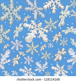 Snowflakes background, vector illustration