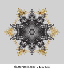 Snowflakes background. Vector illustration. Flat design of snowflakes isolated on colorful background. Snowflakes pattern. Snowflake ornamental pattern.