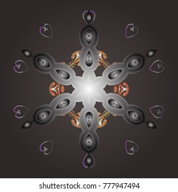 Snowflakes background. Vector illustration. Flat design with abstract snowflakes isolated on background. Snowflakes pattern. Snowflake ornamental pattern.