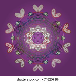Snowflakes background. Vector illustration. Snowflake ornamental pattern. Flat design of snowflakes isolated on colorful background. Snowflakes pattern.