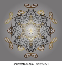 Snowflakes background. Winter card Merry Christmas, New Year and Happy Holiday vector illustration. Christmas card with doodles on gray background.