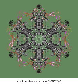 Snowflakes background. Winter card Merry Christmas, New Year and Happy Holiday vector illustration. Christmas card with snowflakes on colorful background.