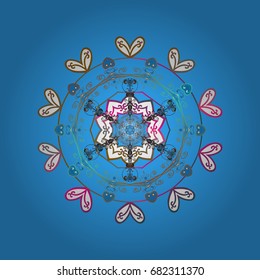 Snowflakes background. Winter card Merry Christmas, New Year and Happy Holiday vector illustration. Christmas card with snowflakes on colorful background.