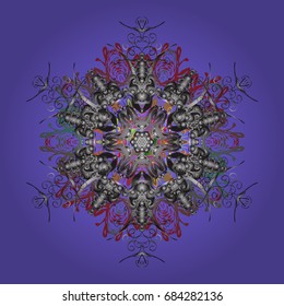 Snowflakes background. Winter card Merry Christmas, New Year and Happy Holiday vector illustration. Christmas card with snowflakes on colorful background.