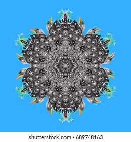 Snowflakes background. Winter card Merry Christmas, New Year and Happy Holiday vector illustration. Christmas card with snowflakes on colorful background.