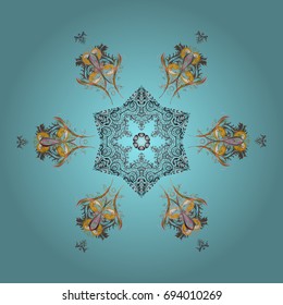Snowflakes background. Winter card Merry Christmas, New Year and Happy Holiday vector illustration. Christmas card with snowflakes on colorful background.