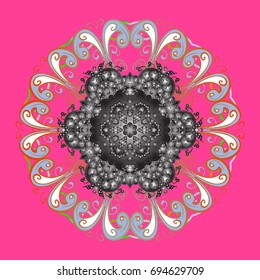 Snowflakes background. Winter card Merry Christmas, New Year and Happy Holiday vector illustration. Christmas card with snowflakes on colored background.