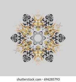 Snowflakes background. Winter card Merry Christmas, New Year and Happy Holiday vector illustration. Christmas card with snowflakes on gray background.