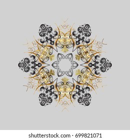 Snowflakes background. Winter card Merry Christmas, New Year and Happy Holiday vector illustration. Christmas card with snowflakes on gray background.