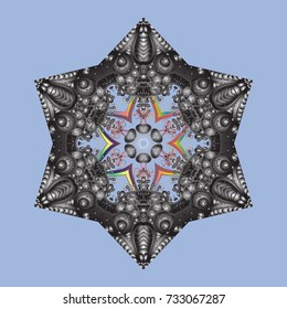 Snowflakes background. Winter card Merry Christmas, New Year and Happy Holiday vector illustration. Christmas card with blue, gray and brown snowflakes on blue, gray and brown colors.