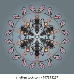 Snowflakes background. Winter card Merry Christmas, New Year and Happy Holiday vector illustration. Christmas card with neutral, gray and white snowflakes on neutral, gray and white colors.