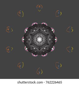 Snowflakes background. Winter card Merry Christmas, New Year and Happy Holiday vector illustration. Christmas card with gray, brown and pink snowflakes on gray, brown and pink colors.