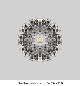 Snowflakes background. Winter card Merry Christmas, New Year and Happy Holiday vector illustration. Christmas card with gray and yellow snowflakes on gray and yellow colors.