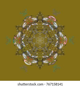 Snowflakes background. Winter card Merry Christmas, New Year and Happy Holiday vector illustration. Christmas card with brown, gray and neutral snowflakes on brown, gray and neutral colors.