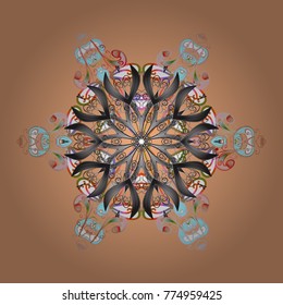 Snowflakes background. Winter card Merry Christmas, New Year and Happy Holiday vector illustration. Christmas card with beige, gray and neutral snowflakes on beige, gray and neutral colors.