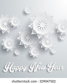 Snowflakes background for winter and New Year, christmas theme. Snow, christmas, snowflake background, snowflake winter. 3D paper snowflakes. Happy New Year. Silver snowflake. Snowflakes shadow