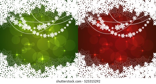 snowflakes backgrounds with hanging snowflakes and snow. vector illustration