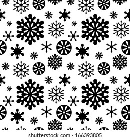 Snowflakes black and white seamless pattern (vector version)