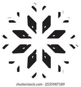 Snowflakes black and white shapes lines winter season decoration illustration