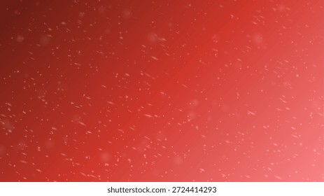 Schneeflocken, die während eines dramatischen Wintersturms vom Wind über einen lebhaften roten Farbverlauf geblasen werden