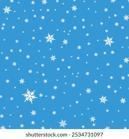 Snowflakes blue  background. Fantasy snowfall texture decoration. High quality blue style vector illustrator.