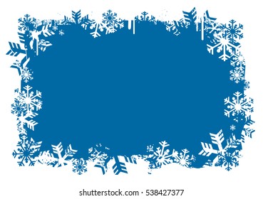 Snowflakes Blue Grunge Background Frame Snowflakes Stock Vector ...