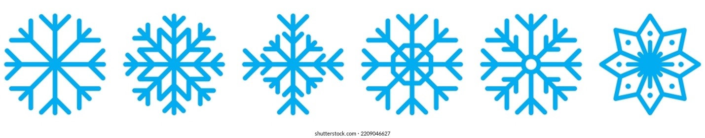 Snowflakes blue icon set. Vector illustration isolated on white background