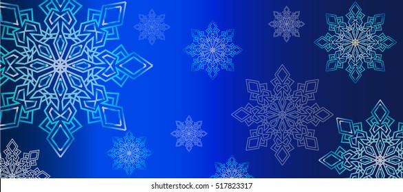 snowflakes blue neutral background. Christmas, New Year illustrations Vector