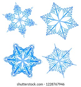 snowflakes blue on a white background