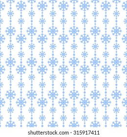 Snowflakes blue on a white background vector seamless pattern. Christmas background