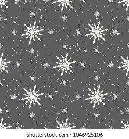 Snowflakes blue seamless background. Geometric natural flakes shapes elements. Greetings banner winter holiday. Vector illustration EPS10