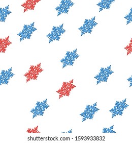 Snowflakes blue seamless isometry 3D. Winter Christmas texture. Packaging. Vector object on isolated background.