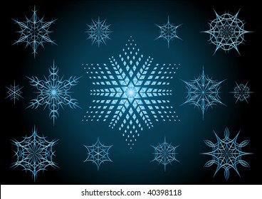 Snowflakes and blue star