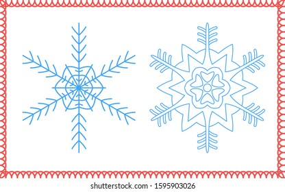 Snowflakes are blue. Vector Christmas design elements, template. Objects on an isolated light background.