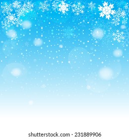 Snowflakes bokeh background. Vector EPS10.