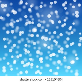 Flocos de neve bokeh fundo azul eps10 vetor