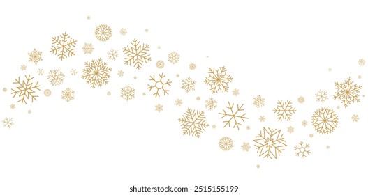 Snowflakes border, gold snow divider, Christmas banner