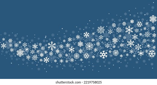 Borde de copos de nieve. Fondo invernal de nieve. antecedentes de navidad. Ilustración vectorial. Eps 10.