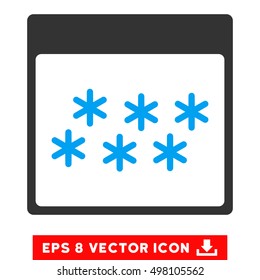 Snowflakes Calendar Page icon. Vector EPS illustration style is flat iconic bicolor symbol, blue and gray colors.