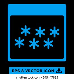 Snowflakes Calendar Page icon. Vector EPS illustration style is flat iconic symbol, blue color.