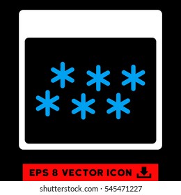 Snowflakes Calendar Page icon. Vector EPS illustration style is flat iconic bicolor symbol, blue and white colors.