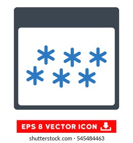 Snowflakes Calendar Page icon. Vector EPS illustration style is flat iconic bicolor symbol, smooth blue colors.
