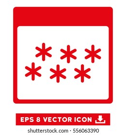 Snowflakes Calendar Page icon. Vector EPS illustration style is flat iconic symbol, red color.