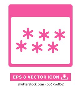 Snowflakes Calendar Page icon. Vector EPS illustration style is flat iconic symbol, pink color.