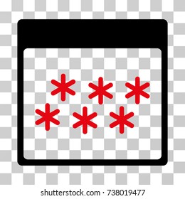 Snowflakes Calendar Page icon. Vector illustration style is flat iconic bicolor symbol, intensive red and black colors, transparent background. Designed for web and software interfaces.