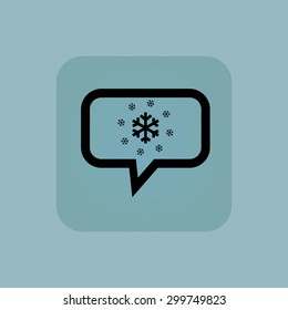 Snowflakes in chat bubble, in square, on pale blue background