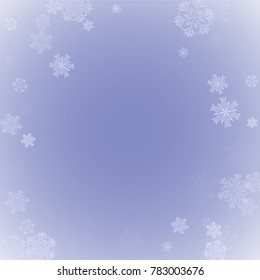 Snowflakes Christmas Backdrop. Element of Design with Snow for a Postcard, Invitation Card, Banner, Flyer.  Vector Falling Snowflakes on a Blue Background