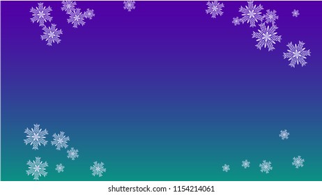 Snowflakes Christmas Background. Element of Design with Snow for a Postcard, Invitation Card, Banner, Flyer.  Vector Falling Snowflakes on a Blue Background
