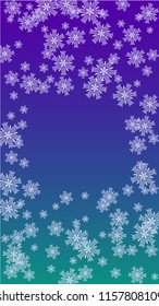 Snowflakes Christmas Background. Element of Design with Snow for a Postcard, Invitation Card, Banner, Flyer.  Vector Falling Snowflakes on a Blue Background
