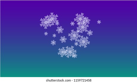 Snowflakes Christmas Background. Element of Design with Snow for a Postcard, Invitation Card, Banner, Flyer.  Vector Falling Snowflakes on a Blue Background
